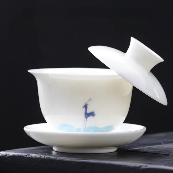 White Porcelain Hoverable Gaiwan(羊脂玉可悬停盖碗) - Image 15