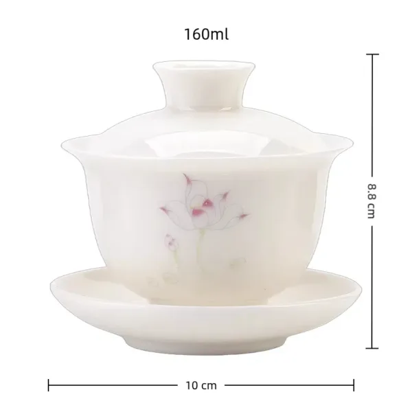 White Porcelain Hoverable Gaiwan(羊脂玉可悬停盖碗) - Image 5
