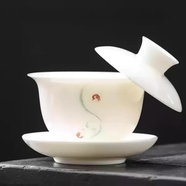 White Porcelain Hoverable Gaiwan(羊脂玉可悬停盖碗) - Image 14