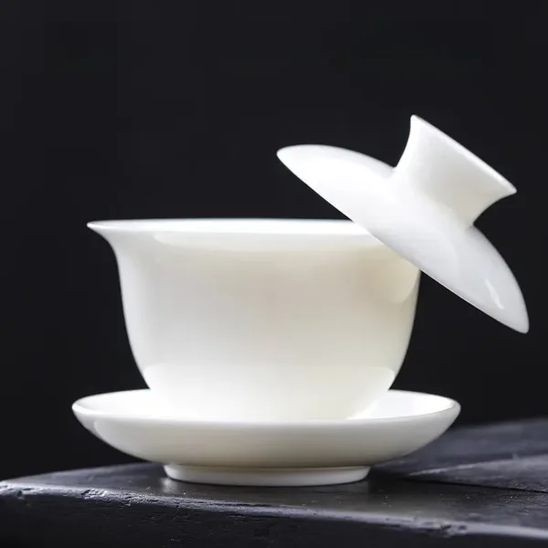 White Porcelain Hoverable Gaiwan(羊脂玉可悬停盖碗) - Image 8