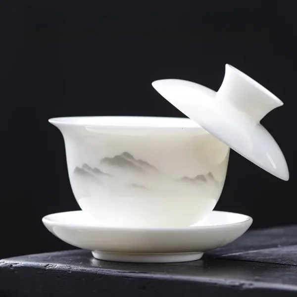 White Porcelain Hoverable Gaiwan(羊脂玉可悬停盖碗) - Image 10