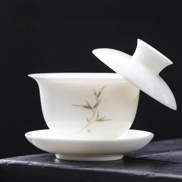 White Porcelain Hoverable Gaiwan(羊脂玉可悬停盖碗) - Image 9