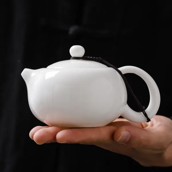 White Porcelain teapot made of mutton-fat jade(羊脂玉白瓷茶壶) - Image 3