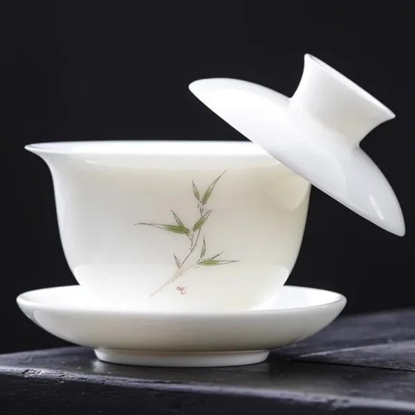 White Porcelain Hoverable Gaiwan(羊脂玉可悬停盖碗) - Image 7