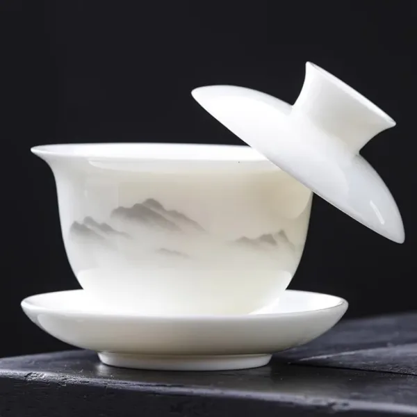 White Porcelain Hoverable Gaiwan(羊脂玉可悬停盖碗)