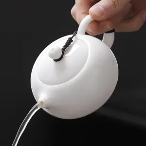 White Porcelain teapot made of mutton-fat jade(羊脂玉白瓷茶壶)