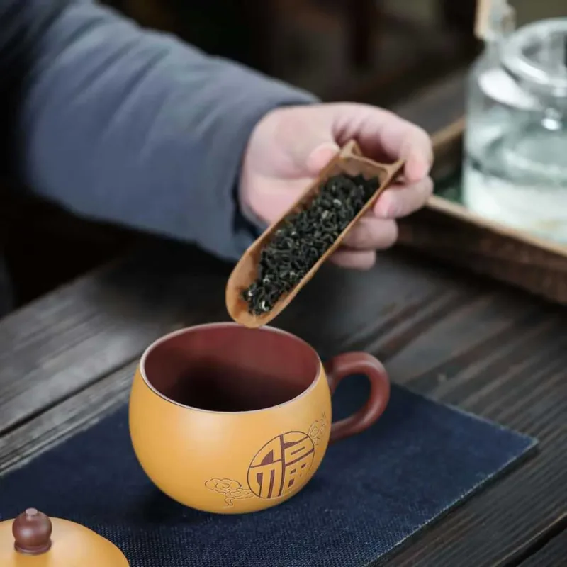 Handmade Purple Sand Tea Cups with Engraving(紫砂杯) - Image 3