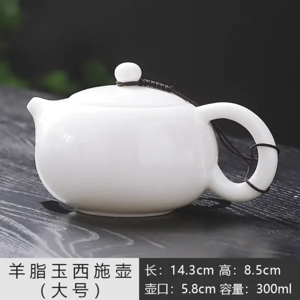 White Porcelain teapot made of mutton-fat jade(羊脂玉白瓷茶壶) - Image 5