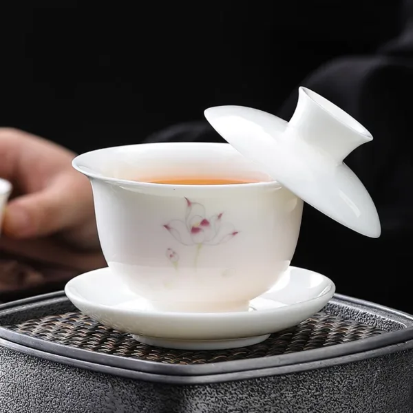 White Porcelain Hoverable Gaiwan(羊脂玉可悬停盖碗) - Image 3