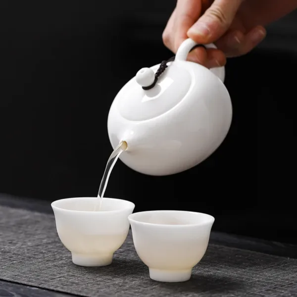 White Porcelain teapot made of mutton-fat jade(羊脂玉白瓷茶壶) - Image 2