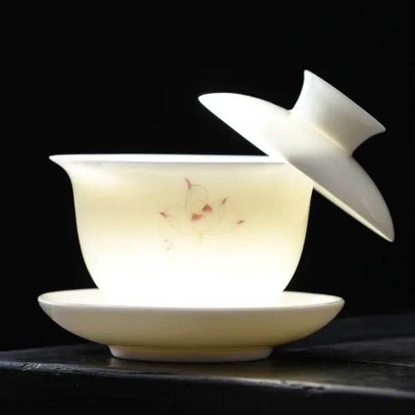 White Porcelain Hoverable Gaiwan(羊脂玉可悬停盖碗) - Image 4