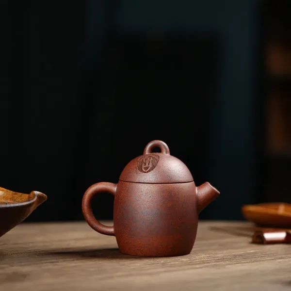 Yixing Handmade Engraved Purple Clay Qinquan Teapot(秦权) - Original Qinghui Duan Clay(青灰段) - Image 2