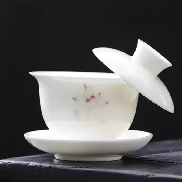 White Porcelain Hoverable Gaiwan(羊脂玉可悬停盖碗) - Image 12