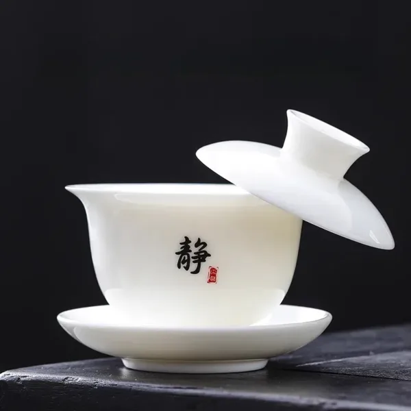 White Porcelain Hoverable Gaiwan(羊脂玉可悬停盖碗) - Image 21