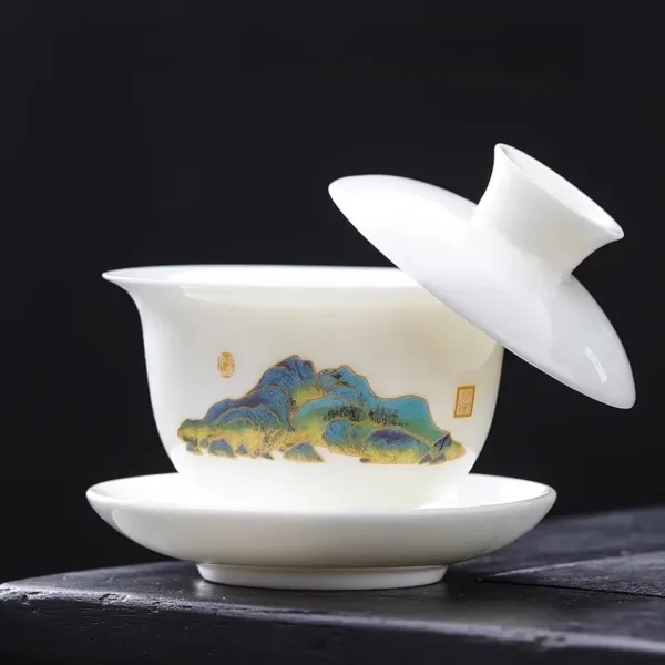 White Porcelain Hoverable Gaiwan(羊脂玉可悬停盖碗) - Image 18