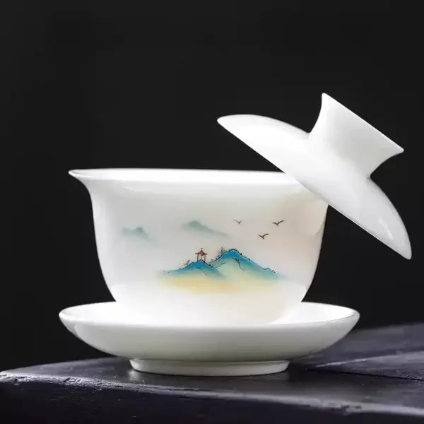 White Porcelain Hoverable Gaiwan(羊脂玉可悬停盖碗) - Image 17