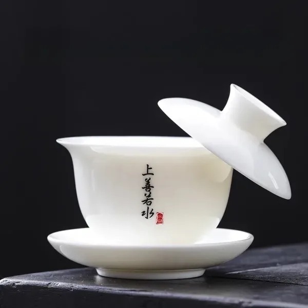 White Porcelain Hoverable Gaiwan(羊脂玉可悬停盖碗) - Image 25