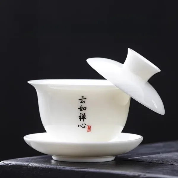 White Porcelain Hoverable Gaiwan(羊脂玉可悬停盖碗) - Image 24